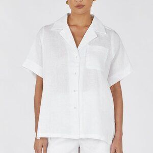Dissh Campbell Linen Shirt in White Size 4